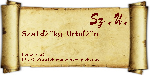 Szalóky Urbán névjegykártya